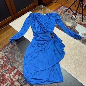 VARIATION LTD Elegant Blue Women's Dress 1990 shoulder pads, excellent size M